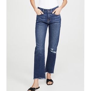 Good American Good Straight Jeans Fray Hem High Rise